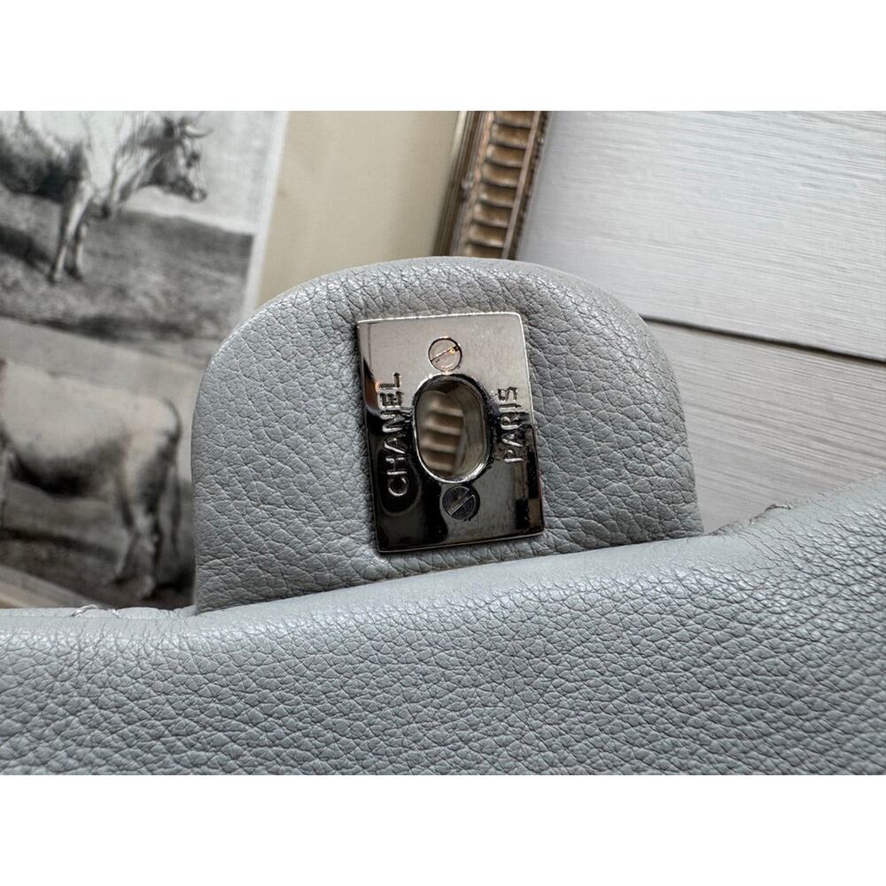 Chanel Single Flap Accordion - Light Gray with Silver Hardware - Picture 7 of 13